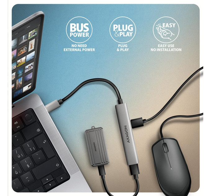 AXAGON Концентратор USB3.2 4PORT 0.12M HUE-STC AXAGON