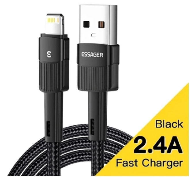 Essager Дата кабель USB 2.0 AM to Lightning 1.0m 2.4A black Essager (EXCL-XC01)