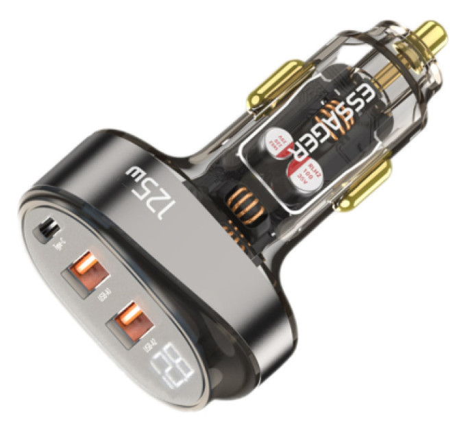 Essager Зарядний пристрій Essager 2xUSB + 1xUSB-C 125W QC3.0/PD3.0 Display Car Charger (ECC2AC-FM12-Z)