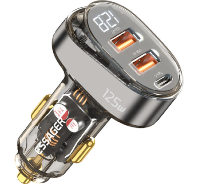 Essager Зарядний пристрій Essager 2xUSB + 1xUSB-C 125W QC3.0/PD3.0 Display Car Charger (ECC2AC-FM12-Z)
