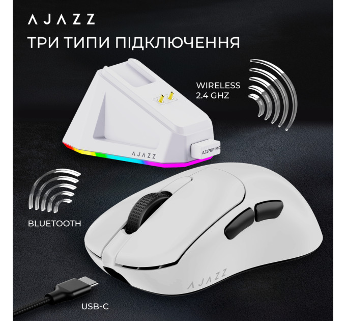 Ajazz Миша бездротова Ajazz AJ179P MC White (AJ179P-MC-W)