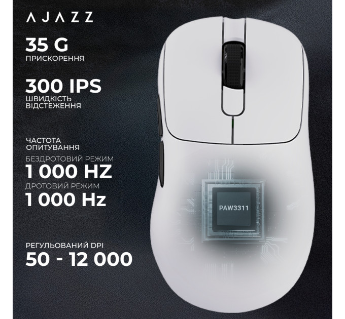 Ajazz Миша бездротова Ajazz AJ179P MC White (AJ179P-MC-W)