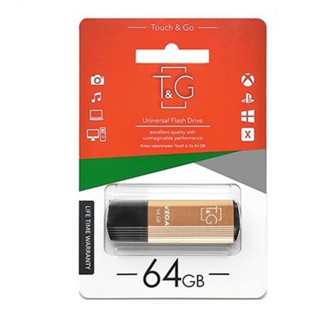 Флеш-накопичувач USB 64GB T&G 121 Vega Series Gold (TG121-64GBGD)