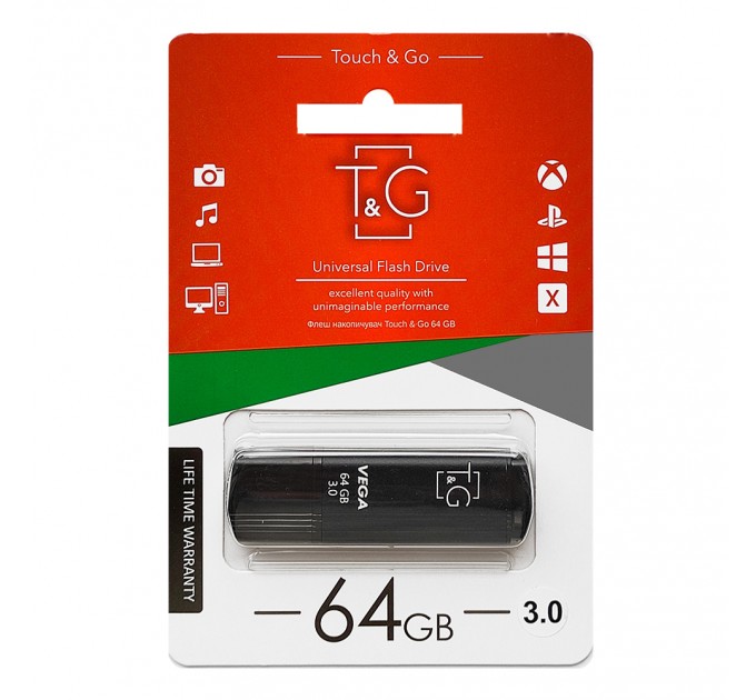 Флеш-накопичувач USB3.0 64GB T&G 121 Vega Series Black (TG121-64GB3BK)