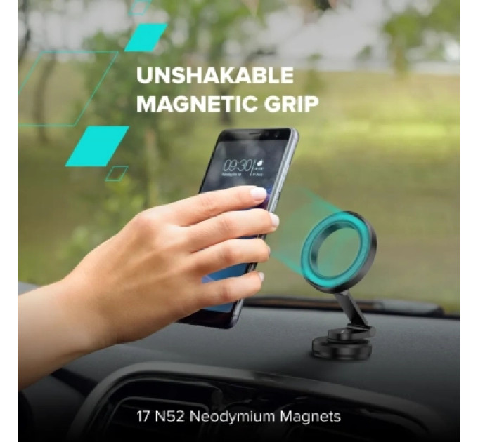 Canyon Універсальний автотримач Canyon Magnetic phone holder OnGrip 10 aluminum Black (CNS-CCHM10)