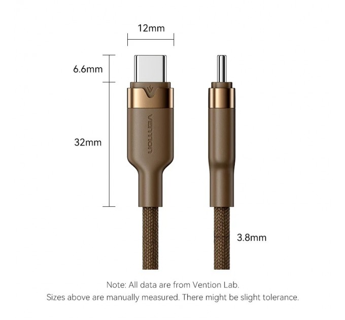 Кабель Vention USB Type-C - USB Type-C (M/M), 60W, 3A, 2 м, Copper (TRDJH)