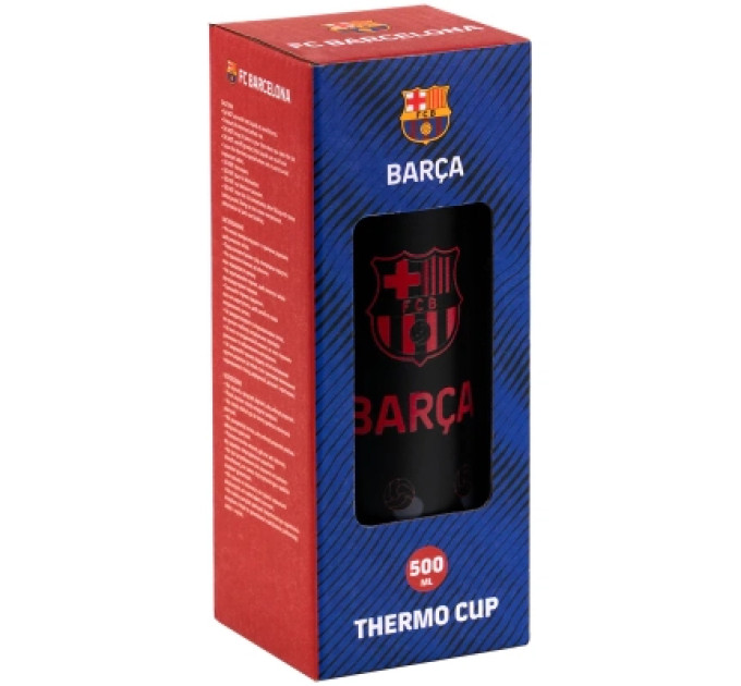 Kite Поїльник-непроливайка Kite FC Barcelona термочашка з трубочкою, 500 мл (BC25-1264)