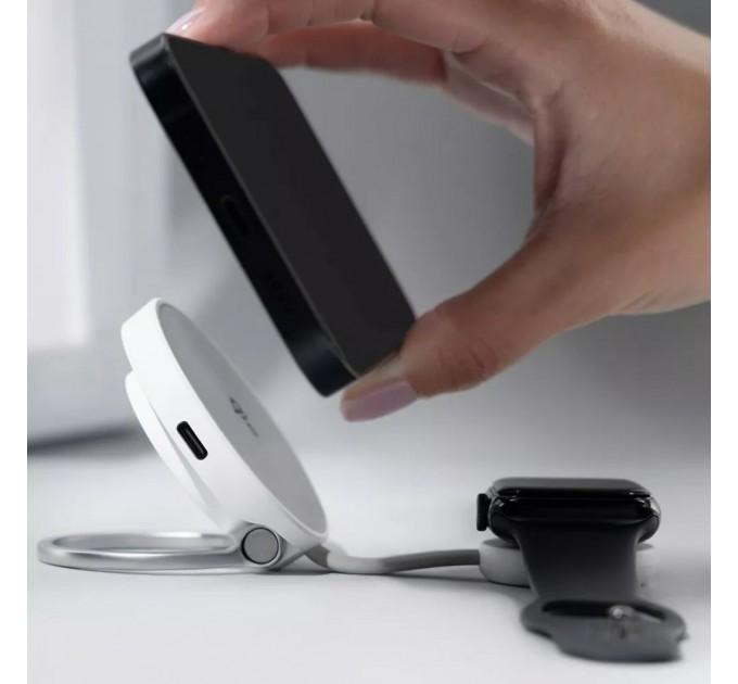 Бездротовий зарядний пристрій Proove Knocker 2 in 1 Qi2 15W White (WSPK15012002)