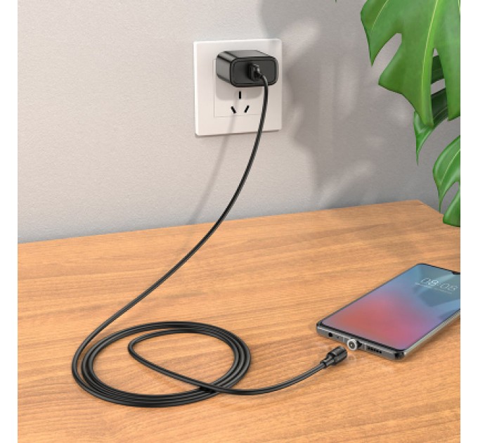 Дата кабель USB 2.0 AM to Micro 5P 1.0m 2.4A magnetic PVC X52 black HOCO (6931474735539)