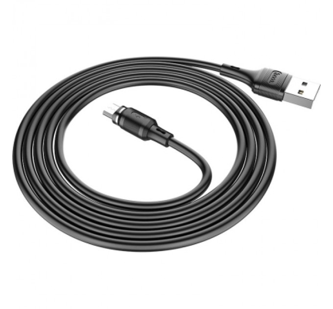 Дата кабель USB 2.0 AM to Micro 5P 1.0m 2.4A magnetic PVC X52 black HOCO (6931474735539)