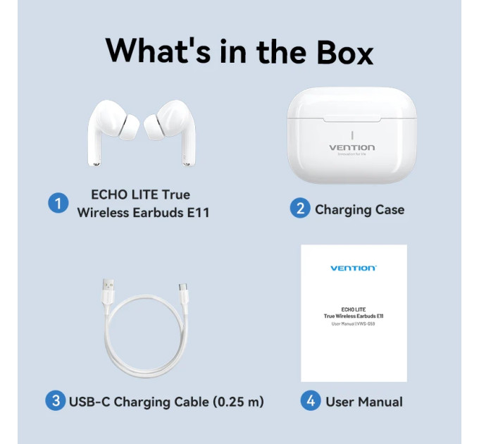 Vention Навушники VENTION Elf Echo Lite E11 White (NBVW0)