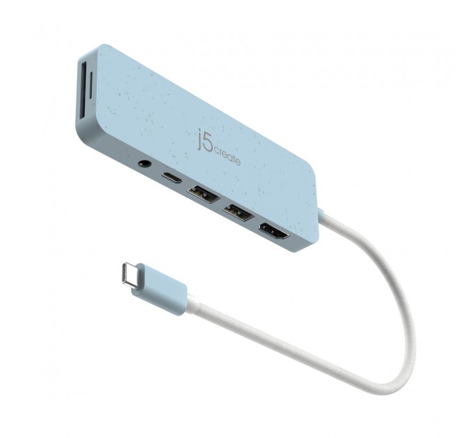 USB-хаб J5create USB-C 6-в-1 Cyan (JCD373EC-N)