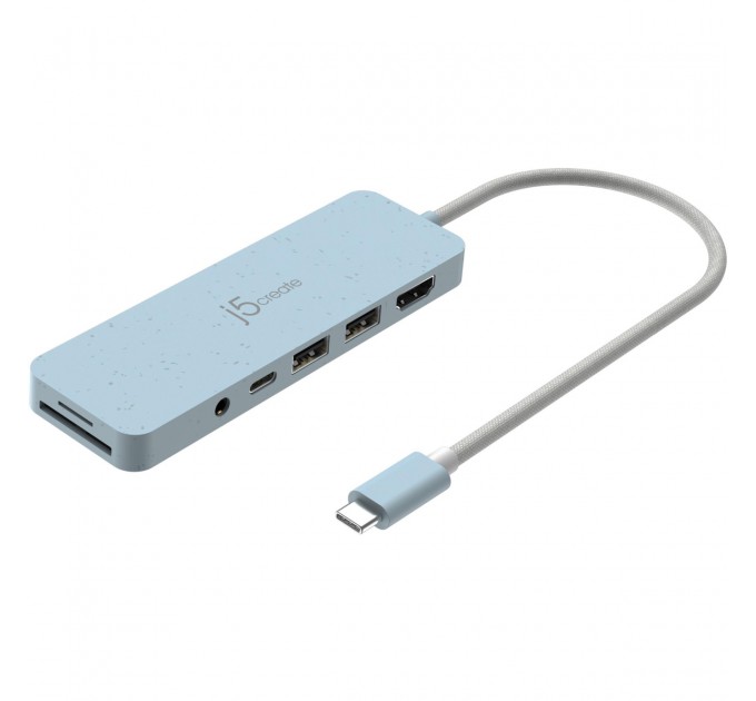 USB-хаб J5create USB-C 6-в-1 Cyan (JCD373EC-N)