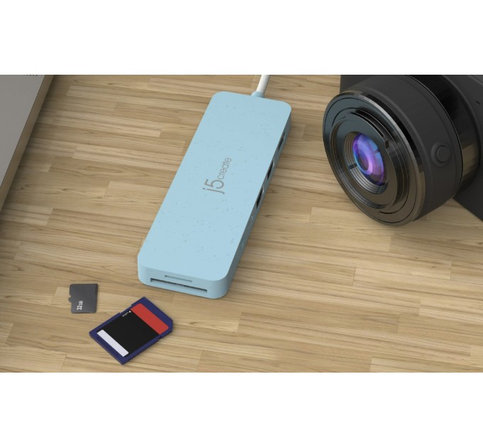 USB-хаб J5create USB-C 6-в-1 Cyan (JCD373EC-N)