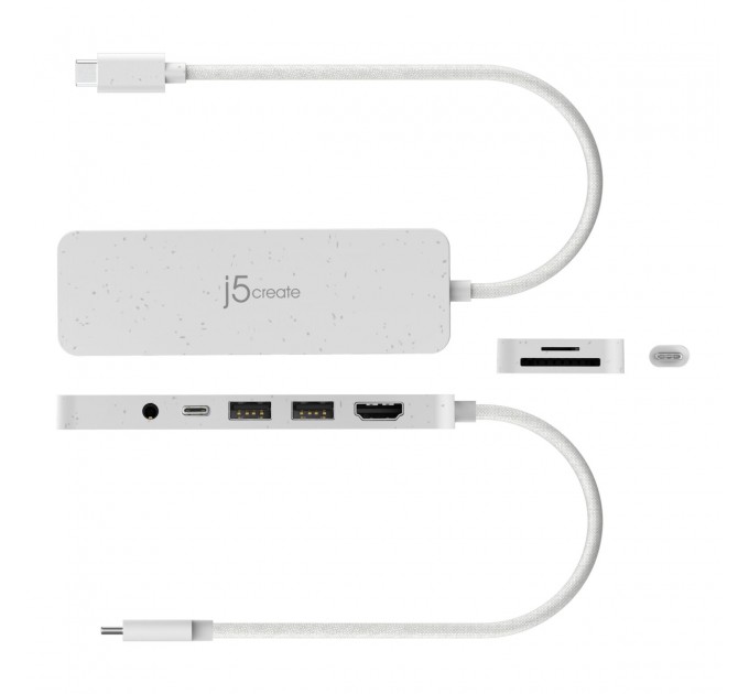 USB-хаб J5create USB-C 6-в-1 White (JCD373EW-N)