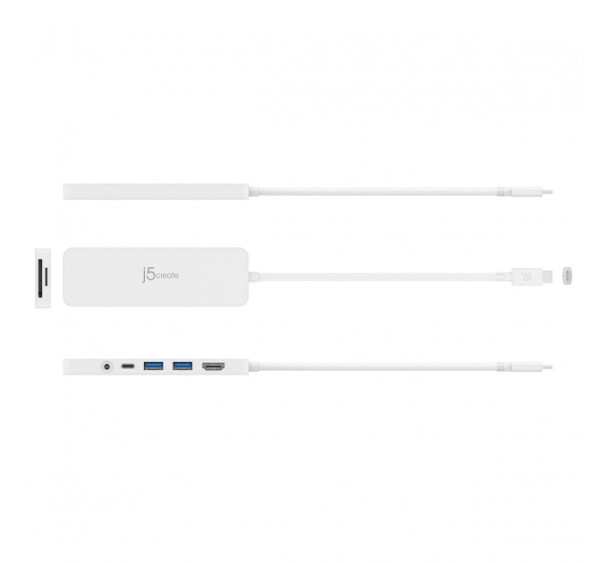 USB-хаб J5create USB-C 6-в-1 White (JCD373-N)
