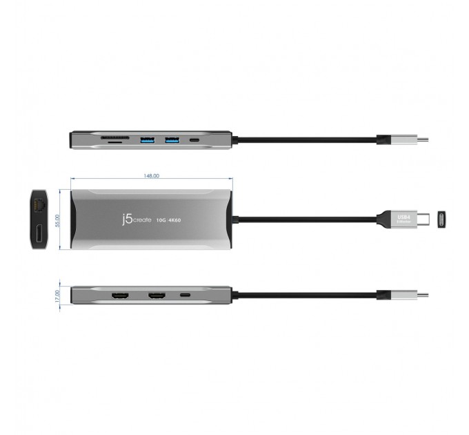 Док-станція J5create USB-C 11-в-1 (JCD397-N)