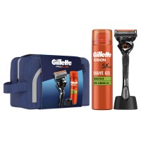 Набір косметики Gillette Бритва ProGlide з 1 змінним лезом + Гель для гоління Fusion5 200 мл + Підставка + Косметичка (8700216534420)
