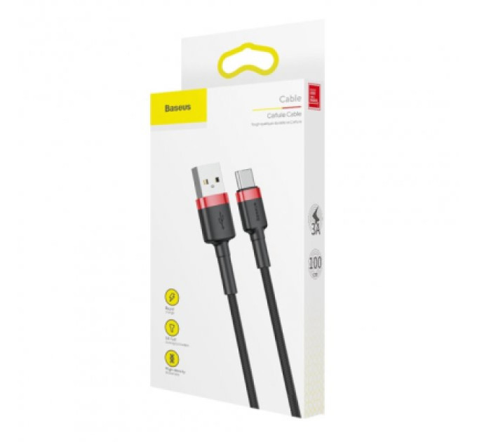 Baseus Дата кабель USB 2.0 AM to USB-C 2.0m 2A red-black Baseus (CATKLF-C91)