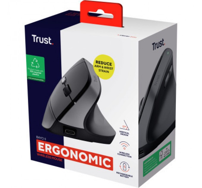 Trust Мишка Trust Bayo 2 Ergonomic Wireless/USB-A Black (25145)