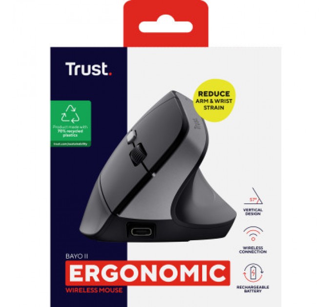 Trust Мишка Trust Bayo 2 Ergonomic Wireless/USB-A Black (25145)