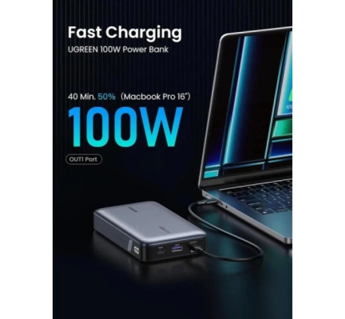 Ugreen Батарея універсальна Ugreen 20000mAh 100W Two-way Fast Charging (PB720 25188)