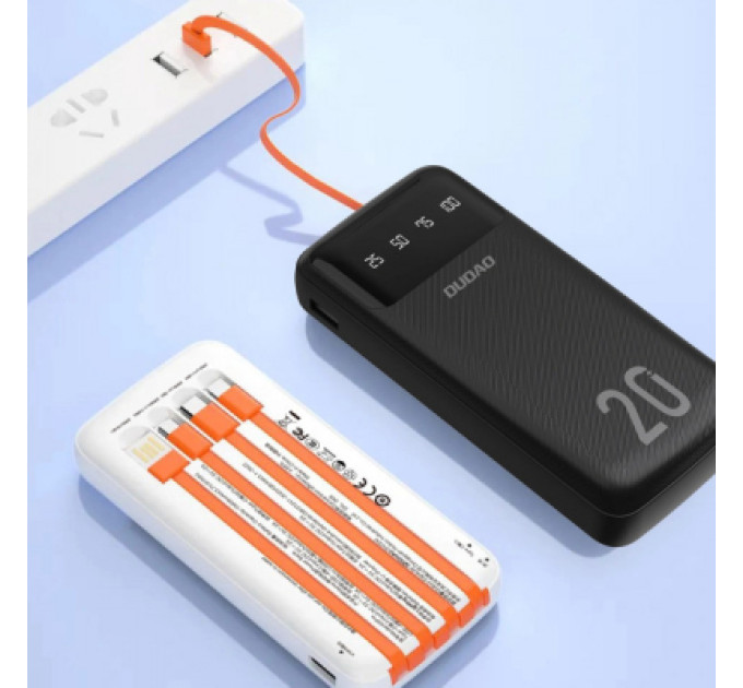 Dudao Батарея універсальна Dudao K6Pro+ 20000mAh 10W with USB-C/Lightning/MicroUSB/USB-A cables (6977196682393)