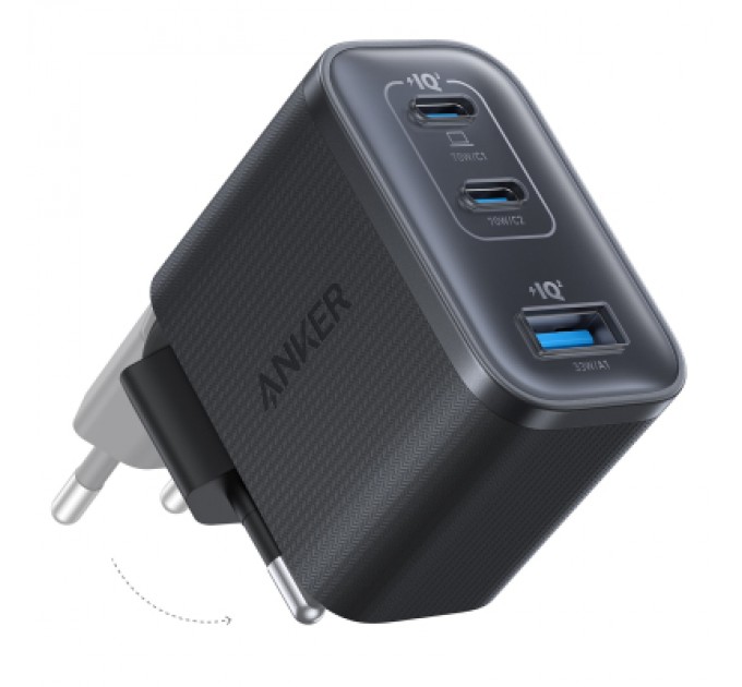 Зарядний пристрій Anker 2xUSB-C PD70W + 1xUSB black (A121AL11)