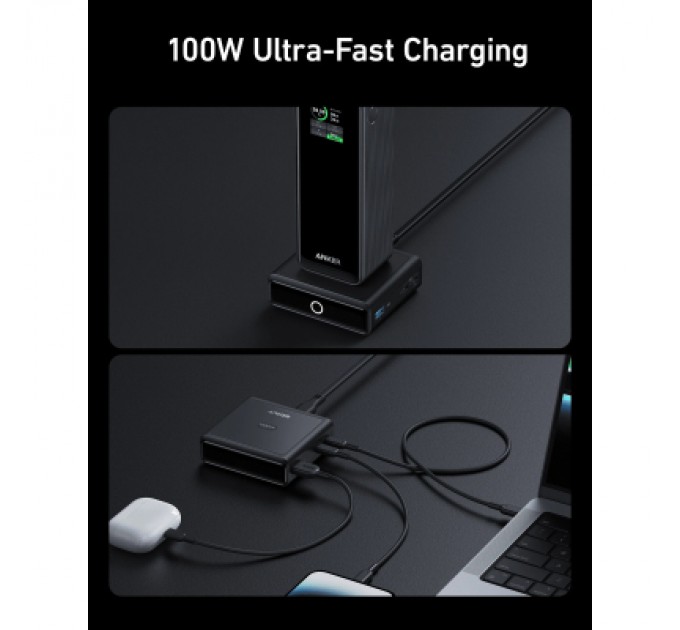 Зарядний пристрій Anker 2xUSB-C 100W + 1xUSB + Pogo pin for Anker Prime black (A1902311)