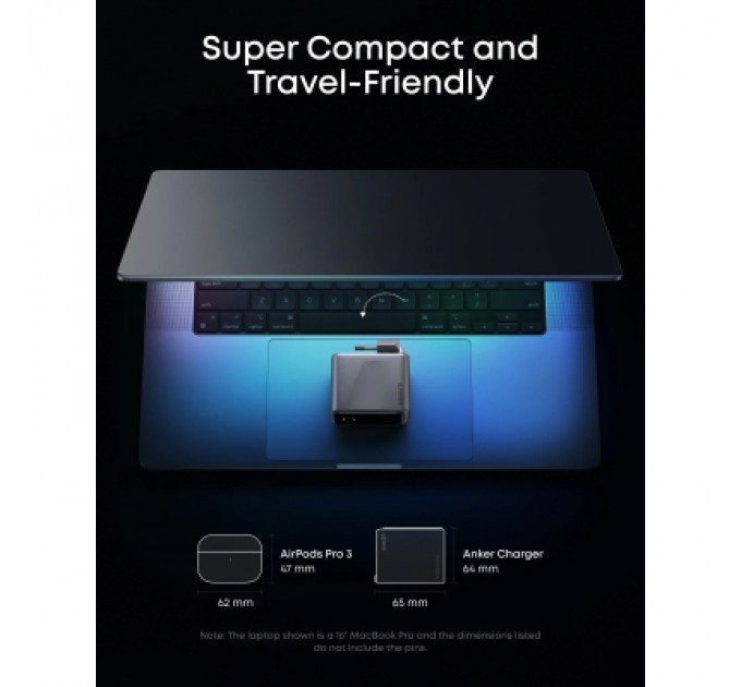 Зарядний пристрій Anker 3xUSB-C PD3.1 160W GaNPrime w Display silver (A2687341)