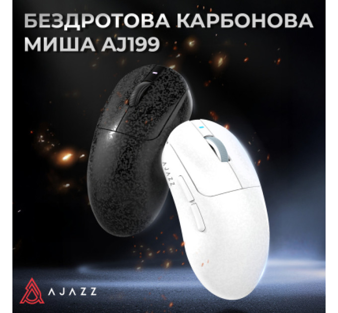 Ajazz Мишка Ajazz AJ199 Carbon fiber Wireless/Bluetooth/USB Black (AJ199-B)