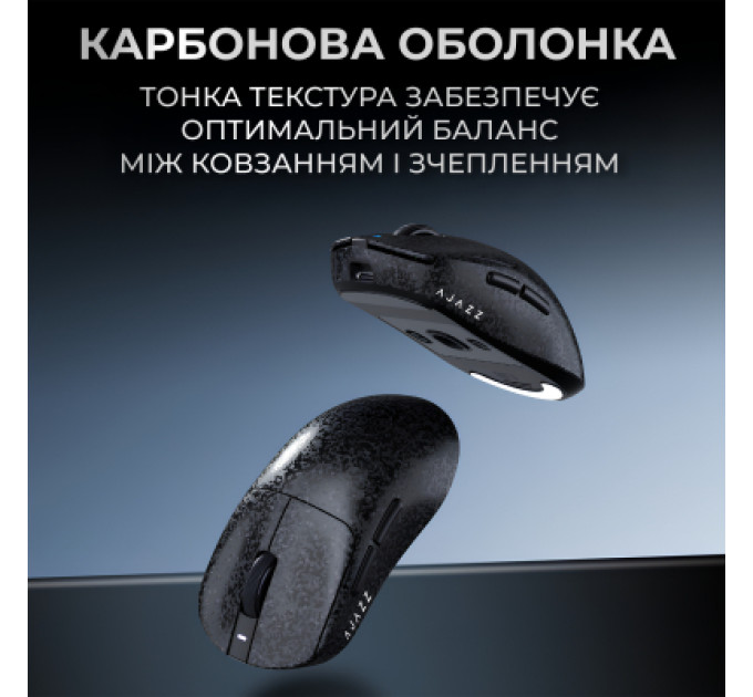 Ajazz Мишка Ajazz AJ199 Carbon fiber Wireless/Bluetooth/USB Black (AJ199-B)