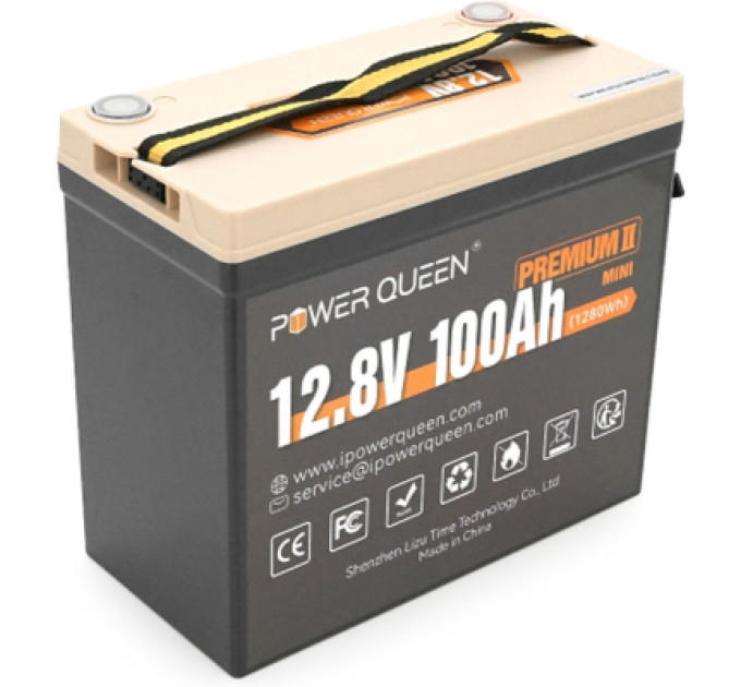Power Queen Батарея LiFePo4 Power Queen 12.8V 100Ah Mini (P12V100-PREM-16-A60-DE)