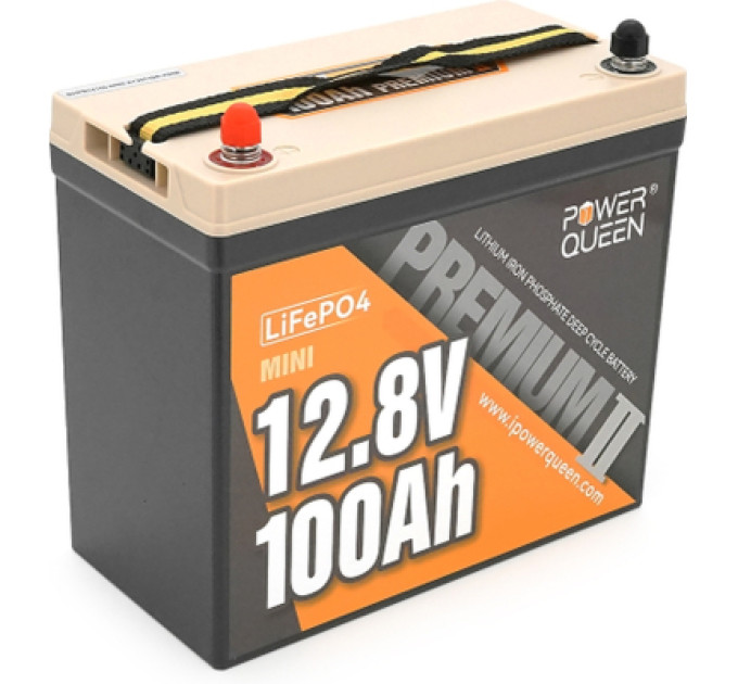 Power Queen Батарея LiFePo4 Power Queen 12.8V 100Ah Mini (P12V100-PREM-16-A60-DE)