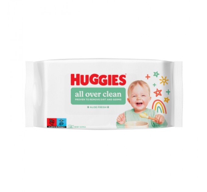Дитячі вологі серветки Huggies OverClean 56 шт (5029053567822)