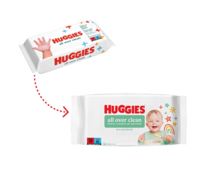 Дитячі вологі серветки Huggies OverClean 56 шт (5029053567822)