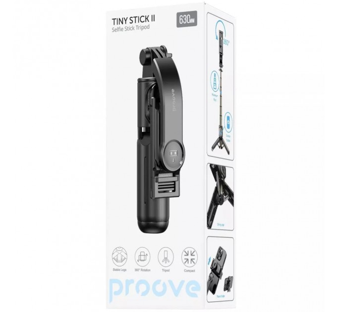 Трипод Proove Tiny Stick II Selfie Stick Tripod 630 mm Black (MPTS20010001)