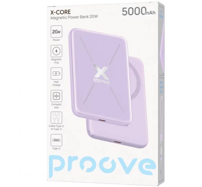 Універсальна мобільна батарея Proove X-Core 20W 5000mAh Purple (PNXC20010009)