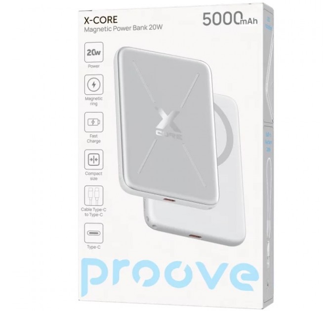 Універсальна мобільна батарея Proove X-Core 20W 5000mAh Silver/White (PNXC20010006)