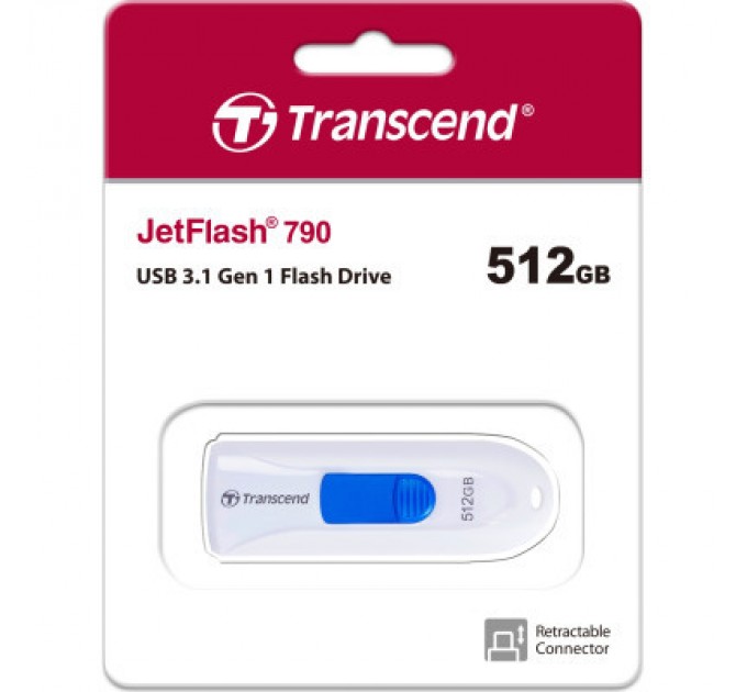 Transcend USB флеш накопичувач Transcend 512GB JetFlash 790 White USB 3.1 (TS512GJF790W)