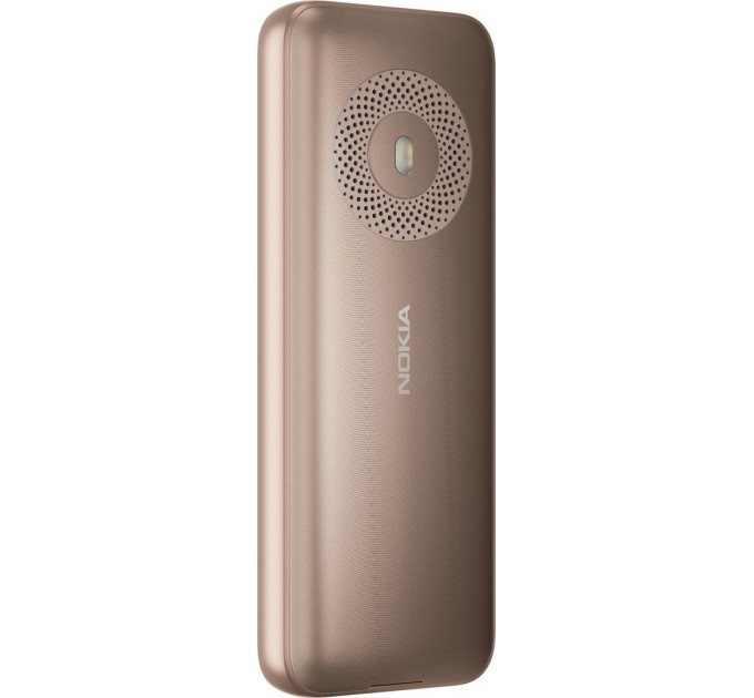 Мобильный телефон Nokia 130 2023 Dual Sim Light Gold; 2.4" (320x240) TFT / клавиатурный моноблок / ОЗУ 4 МБ / 4 МБ встроенной + microSD до 32 ГБ / без камеры / 2G (GSM) / 130.9x50.6x14 мм, 98.2 г / 1450 мАч / золотистый