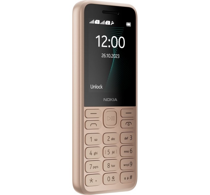 Мобильный телефон Nokia 130 2023 Dual Sim Light Gold; 2.4" (320x240) TFT / клавиатурный моноблок / ОЗУ 4 МБ / 4 МБ встроенной + microSD до 32 ГБ / без камеры / 2G (GSM) / 130.9x50.6x14 мм, 98.2 г / 1450 мАч / золотистый