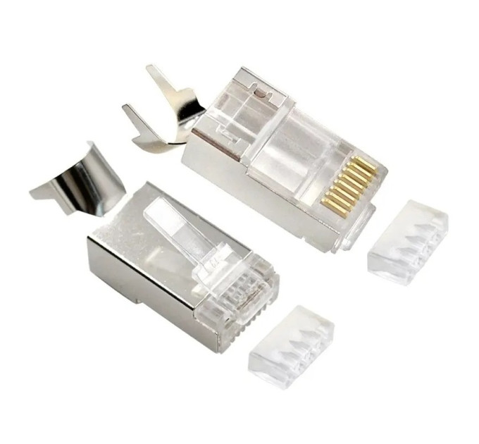 Cablexpert Конектор RJ 45 Cablexpert (LC-PTF7-01/100) 8P8C, Cat.7, FTP, з наскрізними отворами, позолочені контакти (100 шт/уп)