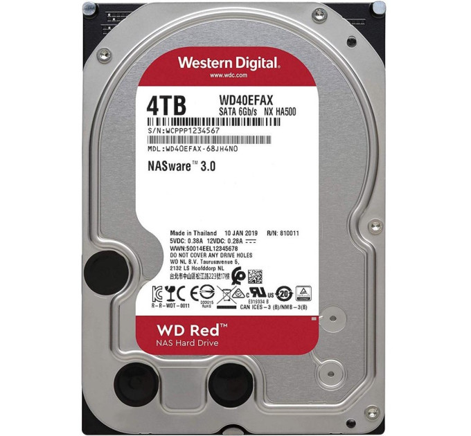 WD Накопичувач HDD SATA 4.0TB WD Red 5400rpm 256MB (WD40EFAX)