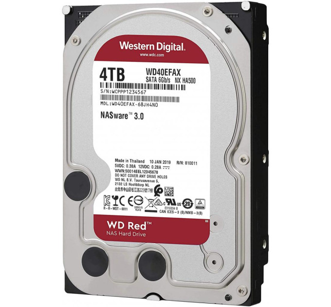 WD Накопичувач HDD SATA 4.0TB WD Red 5400rpm 256MB (WD40EFAX)