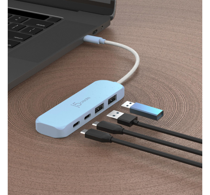 J5create USB-хаб J5create 2 USB-A/2 USB-С Cyan (JCH342EC-N)