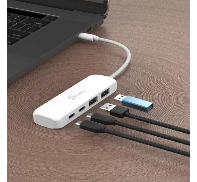 J5create USB-хаб J5create 2 USB-A/2 USB-С White (JCH342EW-N)