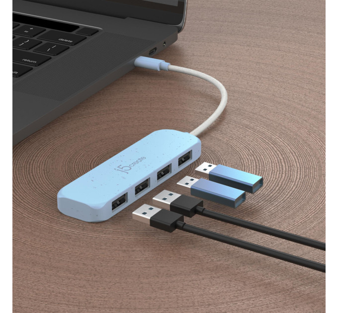 J5create USB-хаб J5create 4 USB-A Cyan (JCH341EC-N)