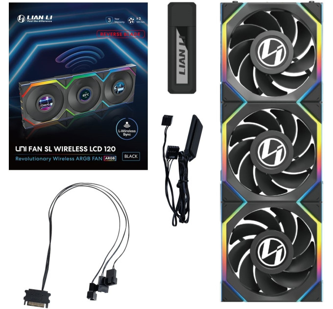 Lian Li Вентилятор Lian Li Uni Fan SL Wireless LCD 120-3 Reverse Black (G99.12RSLLCD1W3B.00)