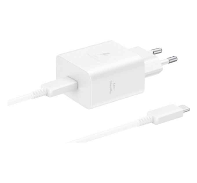 Samsung Зарядний пристрій Samsung USB-C 45W + cable USB-C to USB-C white (EP-T4511XWEGEU)